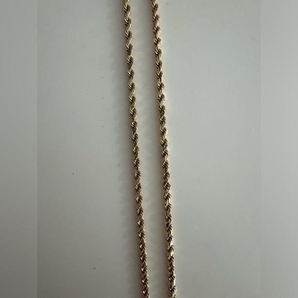 Solid 14k Yellow Gold Rope Chain Necklace (Unisex) - Picture 5 of 5
